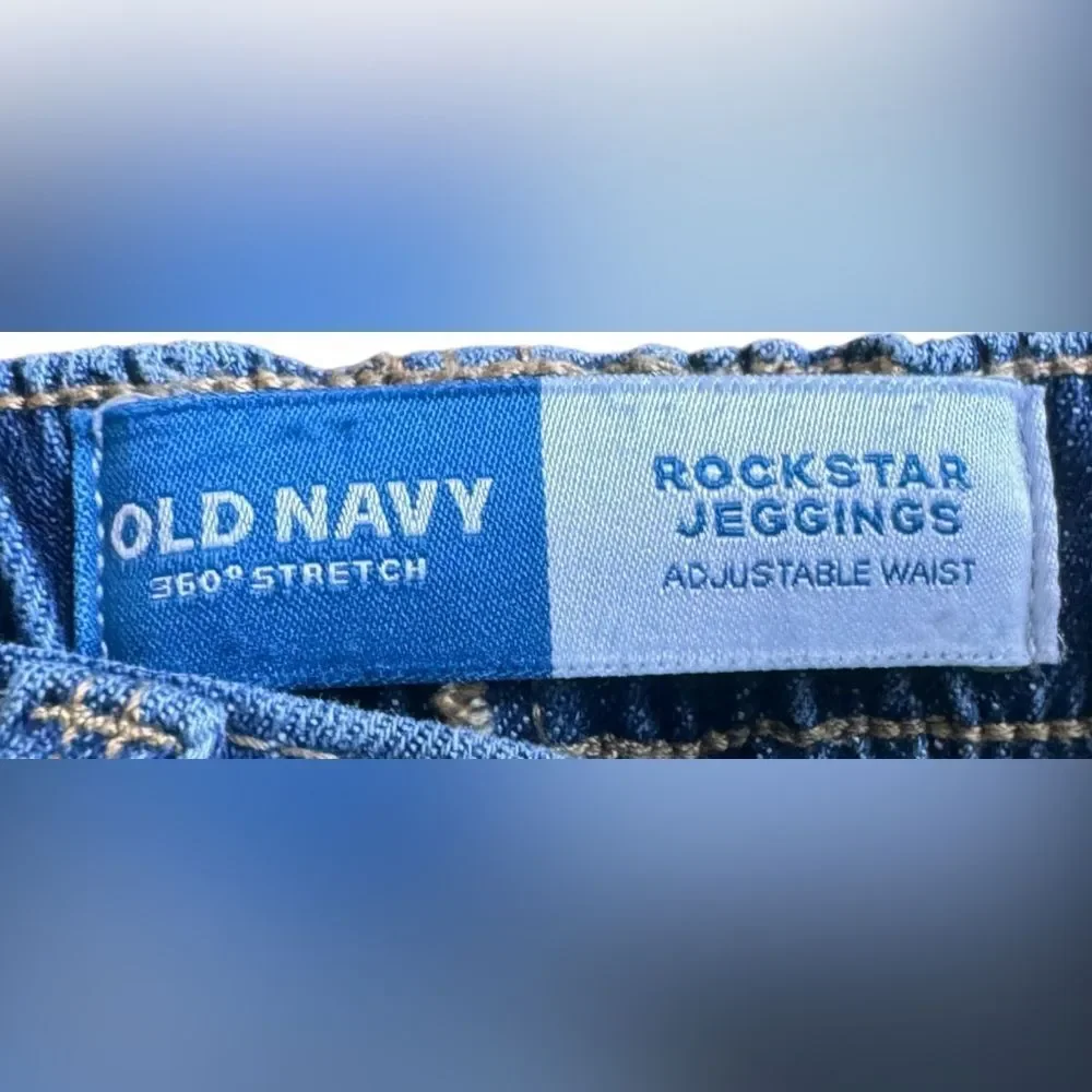 Old Navy Girls 360 Stretch Adjustable Waist Blue Denim Rockstar Jeggings. 2. 2T.